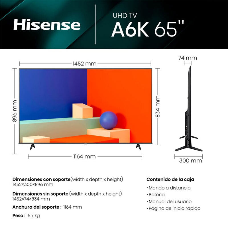 TV 4K 164cm - 65'' Hisense 65A6K (1)