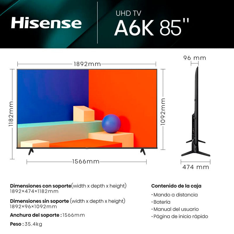 TV Hisense 85A6K LED 4K 85" (1)