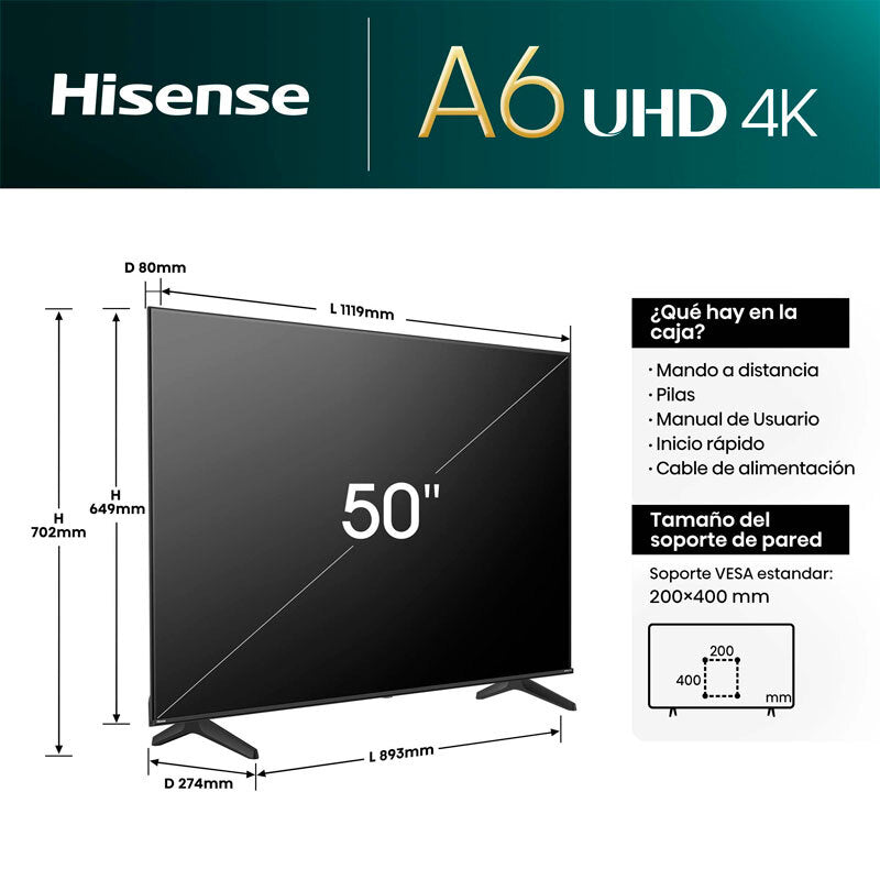 TV Hisense 50A6N LED 4K 50" (1)