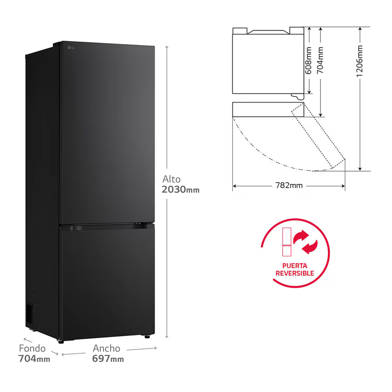 Frigorífico Combi LG GBBW726CEV Grafito (1)
