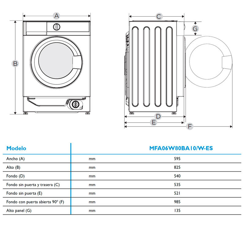 Lavasecadora integrable Midea MFA06D80BA10/W-ES 8Kg (1)