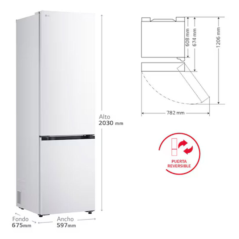 Frigorífico Combi LG GBBS322ASW Blanco (1)