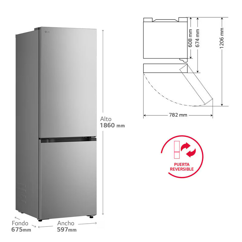 Frigorífico Combi LG GBBS312CPY Inox (1)