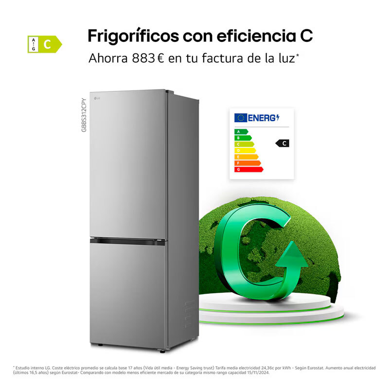 Frigorífico Combi LG GBBS312CPY Inox (5)