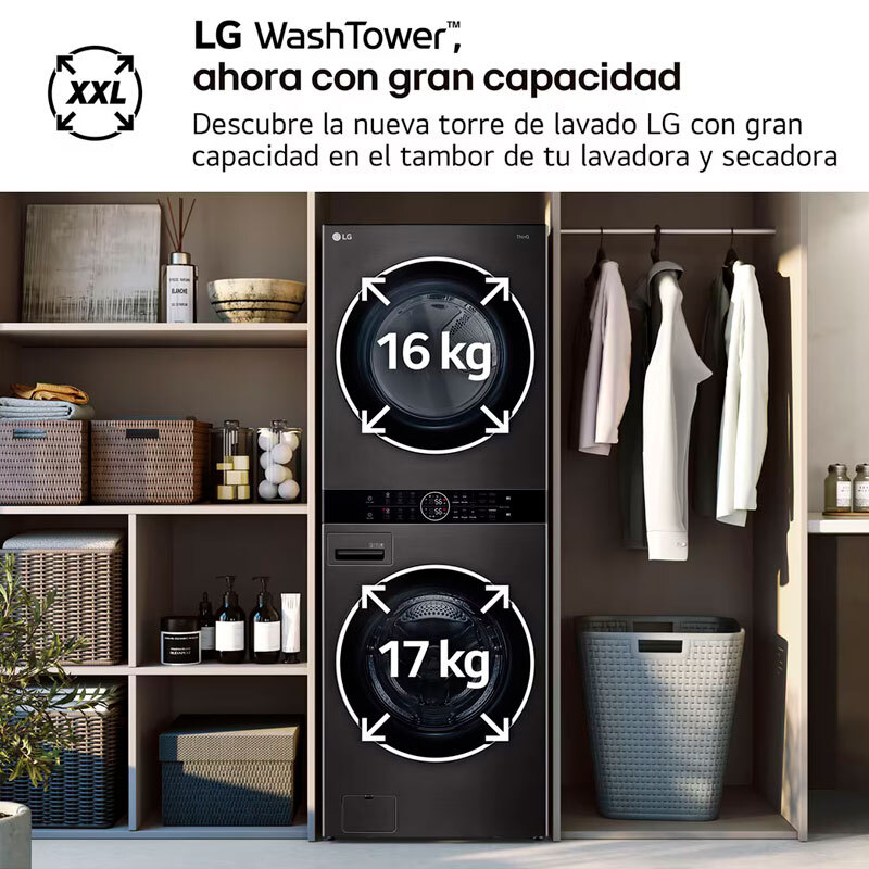 Torre de lavado 17 kg LG WT1716BBF Acero Negro (5)