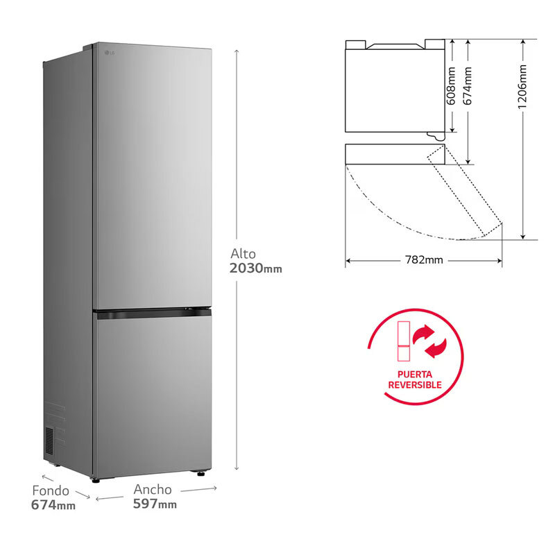 Frigorífico Combi LG GBBS322BPY Inox (1)