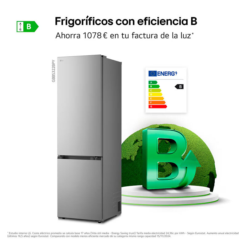 Frigorífico Combi LG GBBS322BPY Inox (5)