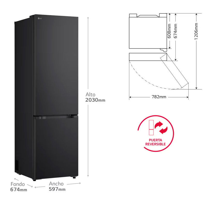 Frigorífico Combi LG GBBS726CEV Grafito (1)