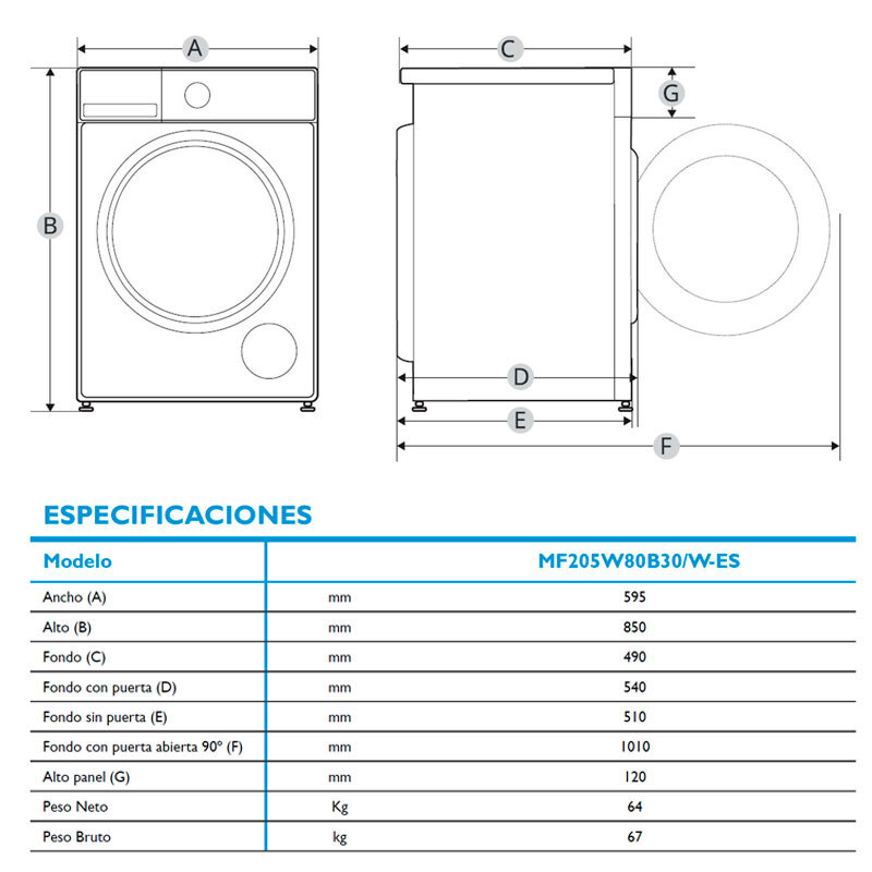 Lavadora Midea MF205W80BA30/W-ES 8Kg (1)