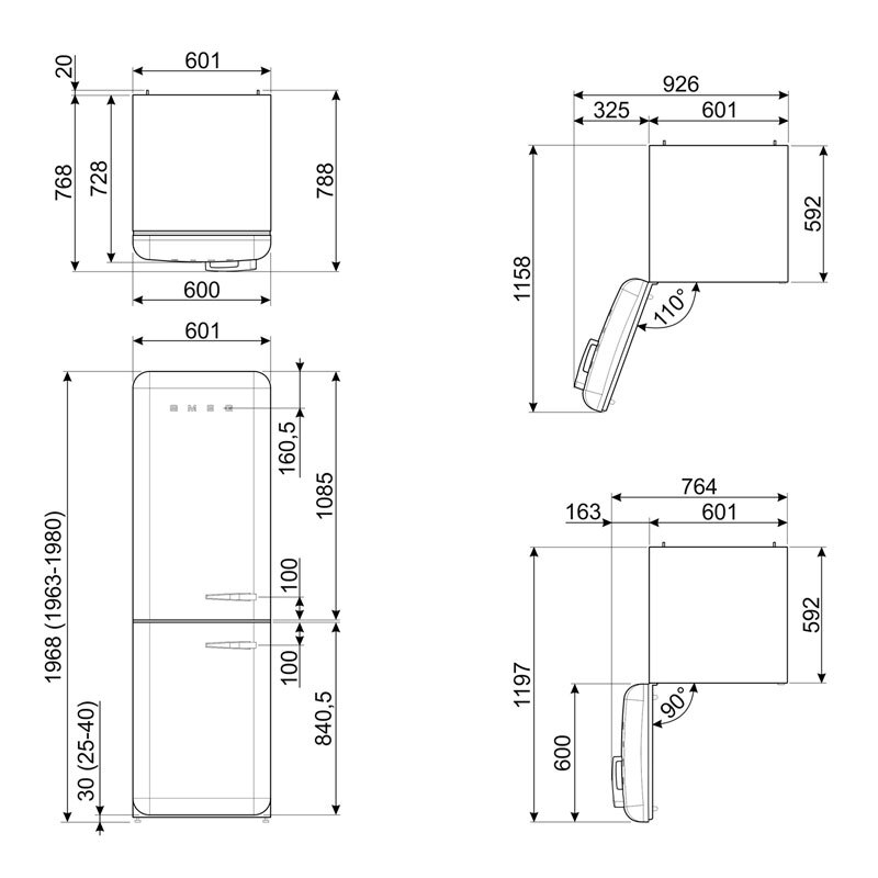 Frigorífico Combi Smeg FAB32LCR6 Crema (1)