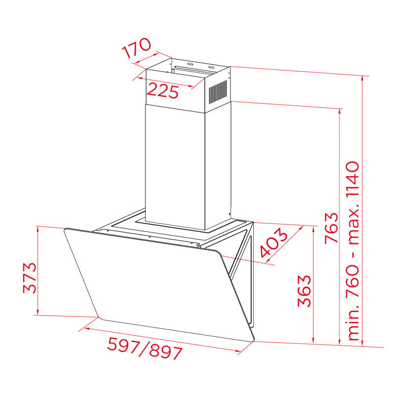 Campana decorativa Teka DVB94140 TOS Cristal Negro 90 cm (1)