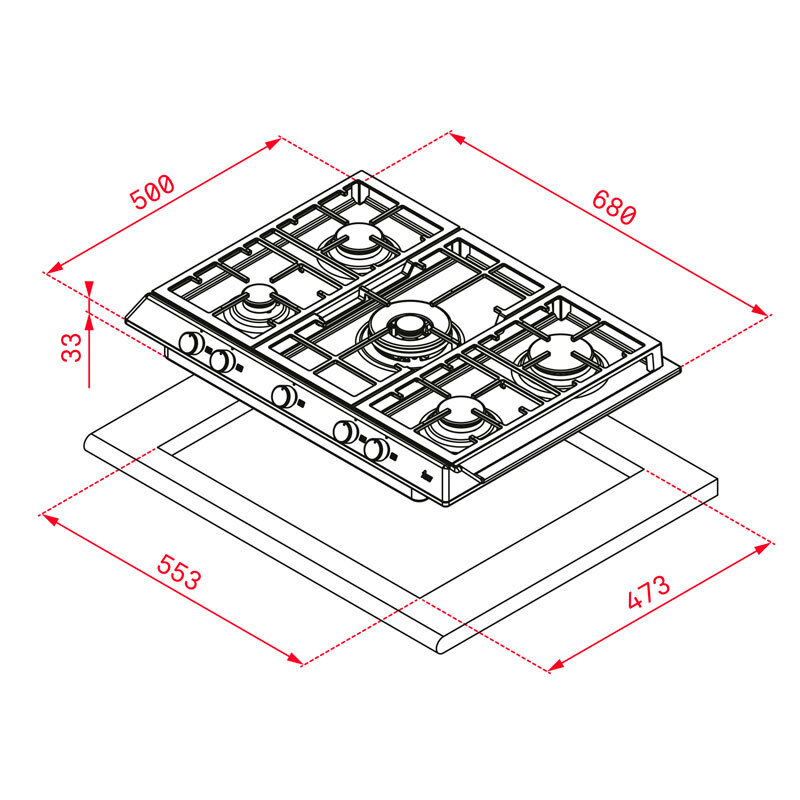 Placa gas Teka EX70.1 5G AI AL DR CI 58 cm (1)