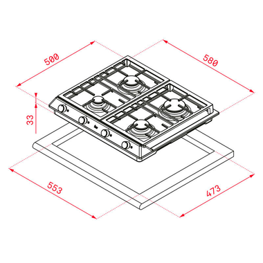 Placa gas Teka EX60.1 4G AI AL DR CI 58 cm (1)