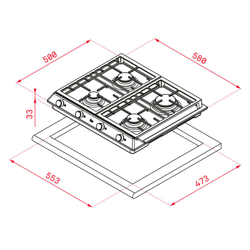 Placa gas Teka EX60.1 4G AI AL CI 58 cm (1)
