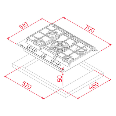 Placa gas Teka GZC 75330XBABK 70 cm (1)