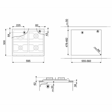 Placa gas Smeg SR964XGH 60 cm (1)