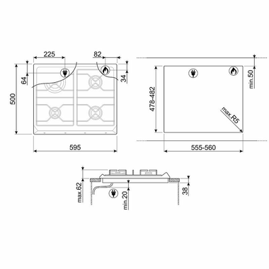 Placa gas Smeg SRV864AOGH 60 cm (1)