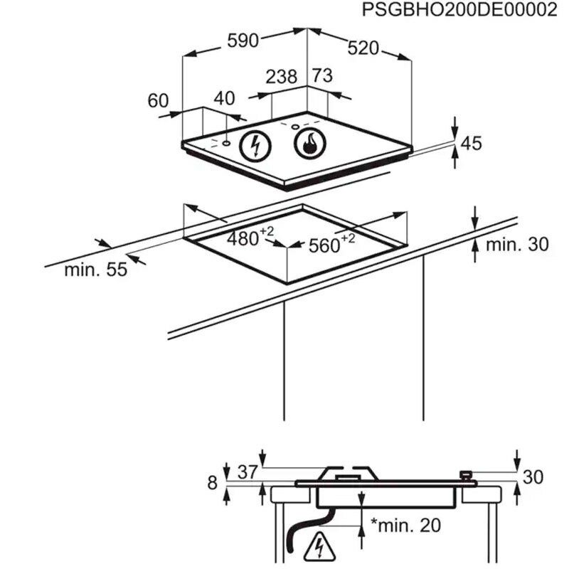 Placa cristal Electrolux KGE6633NOK 60 cm (1)