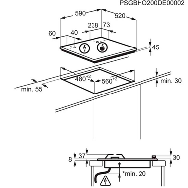 Placa cristal Electrolux KGE6633NOK 60 cm (1)