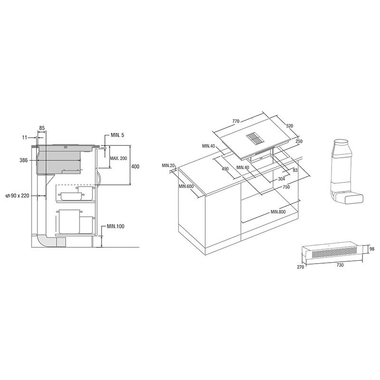 Placa de Inducción con extractor integrado Cata AS750 2 FLEX/A 70 cm (1)