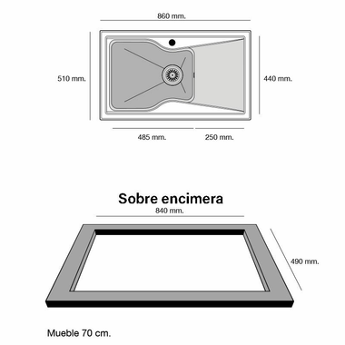 Fregadero Poalgi City 1C+E Negro Liso Mate (1)