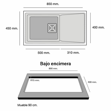 Fregadero Poalgi Zie 81 1/S+E Tundra Mate (1)
