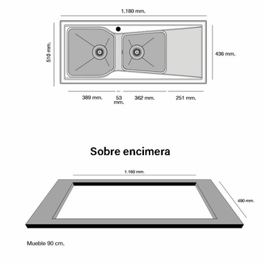 Fregadero Poalgi City 2C+E Blanco Mate (1)