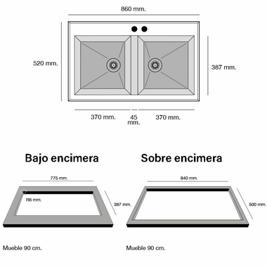 Fregadero Poalgi Shira 86 2/S Albero Brillo (1)