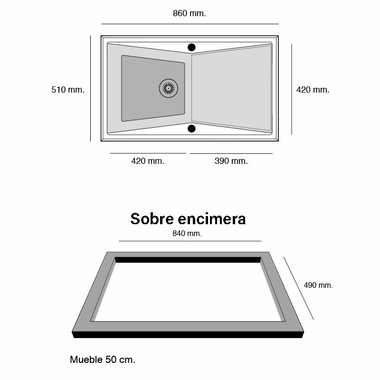 Fregadero Poalgi Kuma 86 1/S+E Concret Brillo (1)