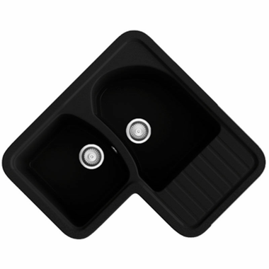 Fregadero Poalgi Jade Negro Liso Brillo