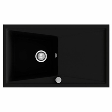 Fregadero Poalgi Kuma 86 1/S+E Negro Liso Brillo