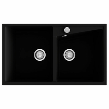 Fregadero Poalgi Kuma 86 2/S Negro Liso Brillo