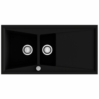 Fregadero Poalgi Kuma 100 1C+1/2+E Negro Liso Brillo