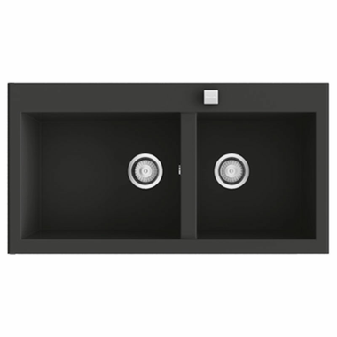 Fregadero Poalgi Shira 96 2/S Negro Liso Brillo