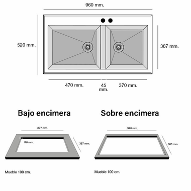 Fregadero Poalgi Shira 96 2/S Pergamon Brillo (1)