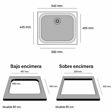 Fregadero Poalgi Essenzial 50 Negro Liso Brillo (1)