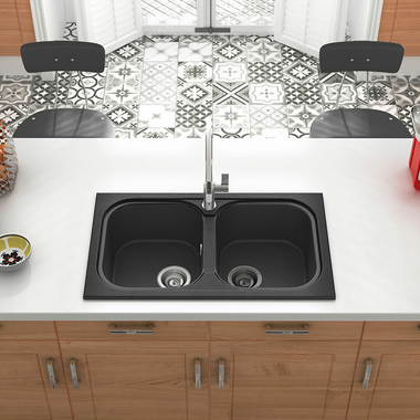 Fregadero Poalgi Malaquita Negro Liso Brillo (2)