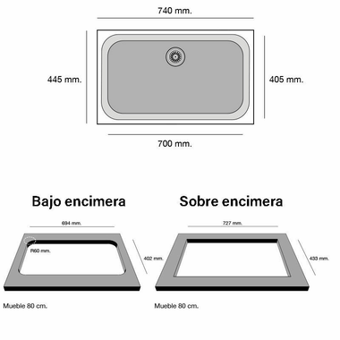 Fregadero Poalgi Essenzial 70 Concret Brillo (1)