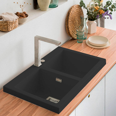 Fregadero Poalgi Kobus 86 Alto 2/S Negro Basalto (2)