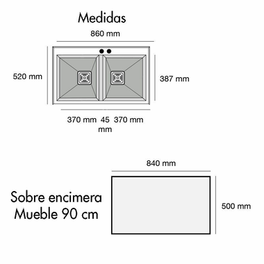 Fregadero Poalgi Kobus 86 Alto 2/S Blanco Nieve (1)