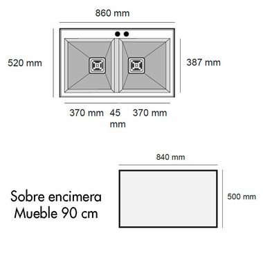 Fregadero Poalgi Kobus 86 Bajo 2/S Gris (1)