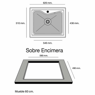 Fregadero Poalgi City 1C Negro Liso Brillo (1)