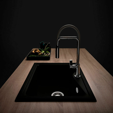 Fregadero Poalgi City 1C Negro Liso Brillo (2)