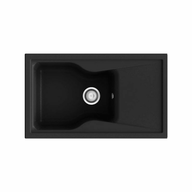 Fregadero Poalgi City 1C+E Negro Liso Brillo