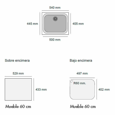 Fregadero Poalgi Essenzial 50 Basalto (1)