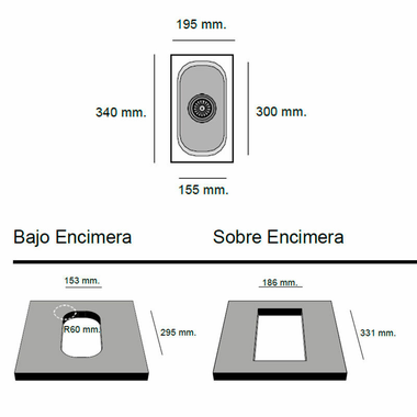 Fregadero Poalgi Gandia 15 Negro Liso (1)