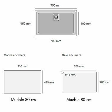Fregadero Poalgi Zie 70 1/S Negro Liso Brillo (1)