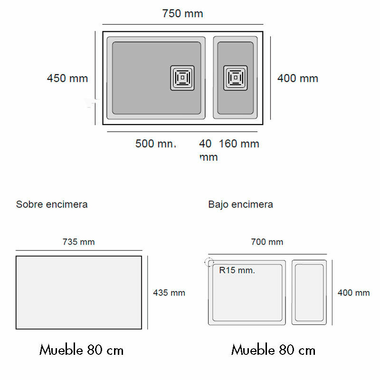 Fregadero Poalgi Zie 70 1/S+1/2S Pumice Beige (1)