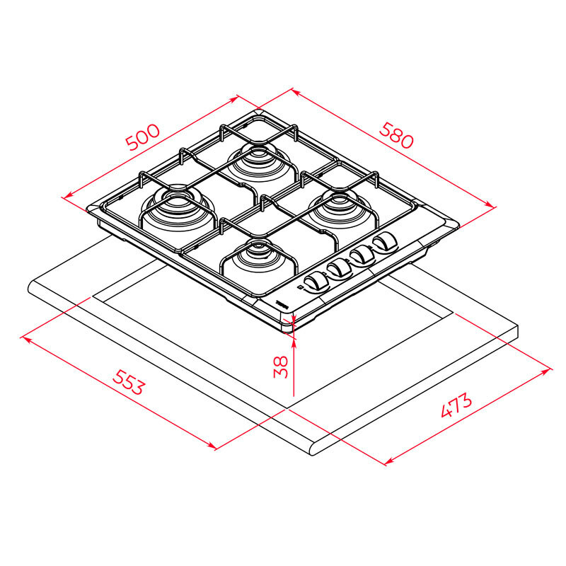 Placa gas Teka HLX 640 KLA IX 58 cm (1)