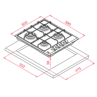 Placa gas Teka HLX 640 KLN IX 58 cm (1)